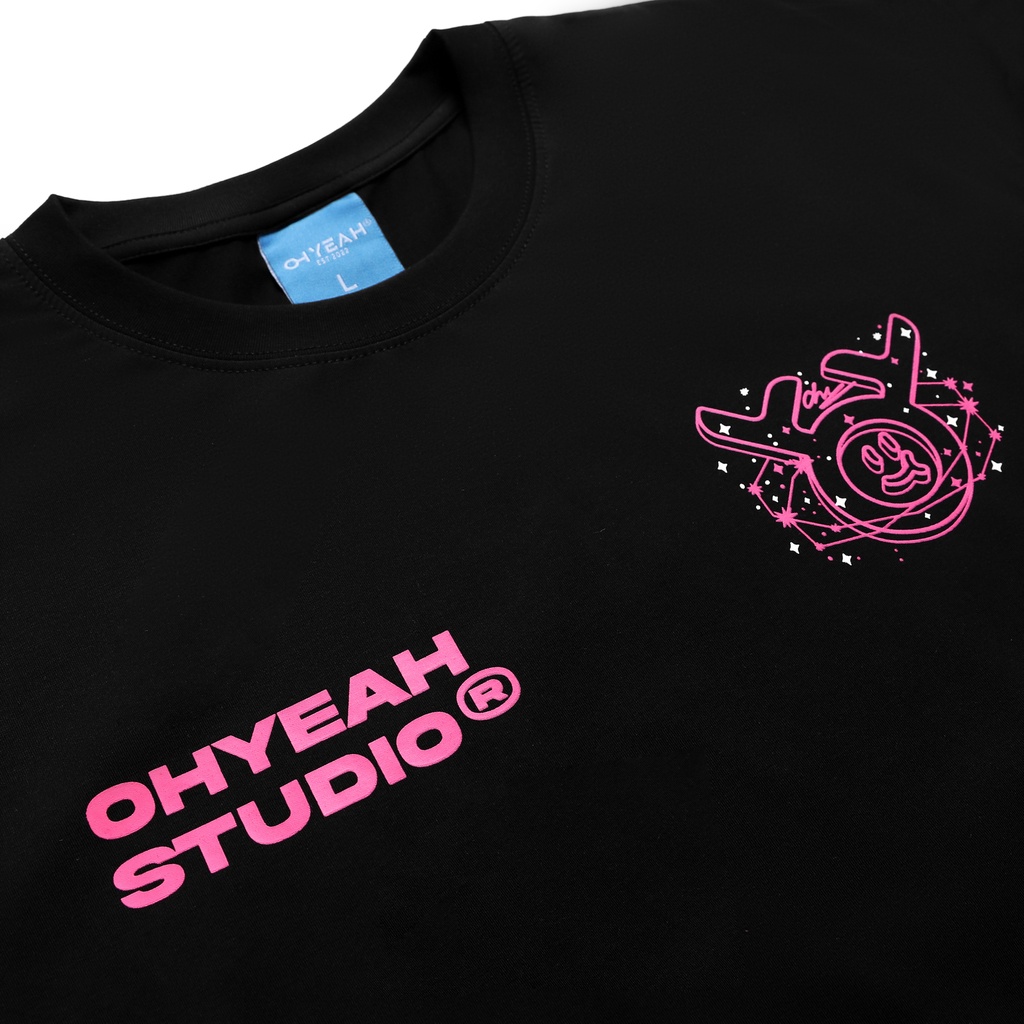 Áo thun tay lỡ OHYEAH phông Unisex nam nữ Premium Cotton oversize form rộng UNIVERSE - Đen