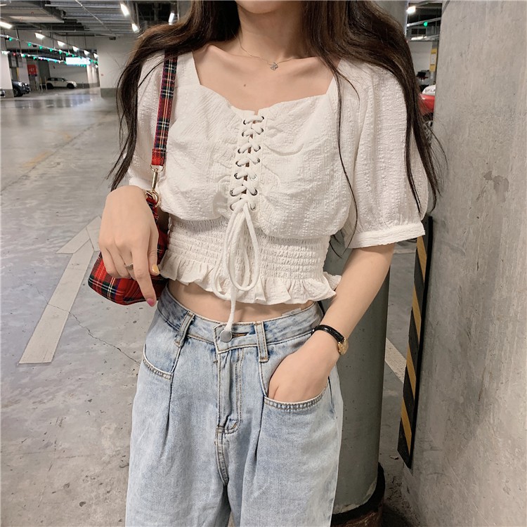 [SẴN] Áo croptop kiểu sơ mi nữ Ulzzang Quảng Châu ASC38