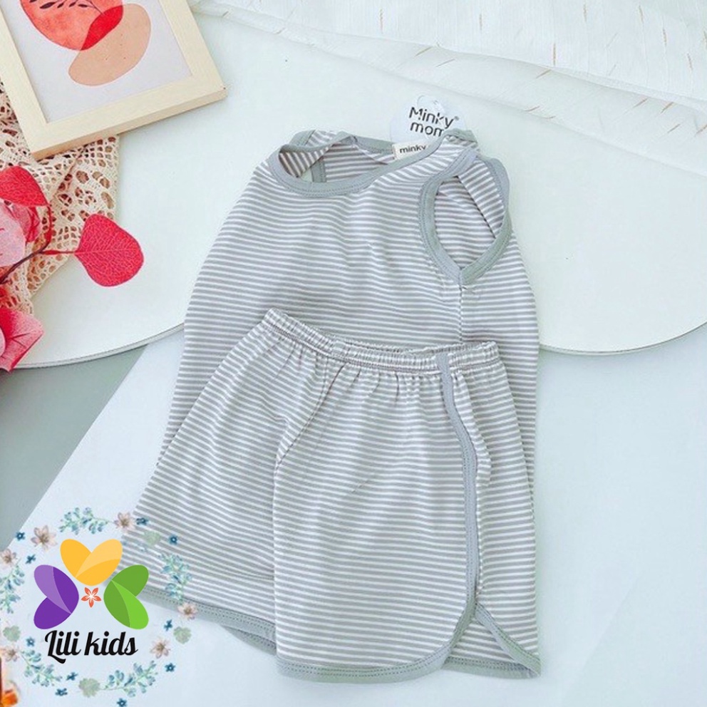 Bộ ba lỗ bé trai bé gái LYBABY vải thun lạnh kẻ nhiều màu bộ quần áo cho bé 3 lỗ mặc hè thoáng mát BBL05