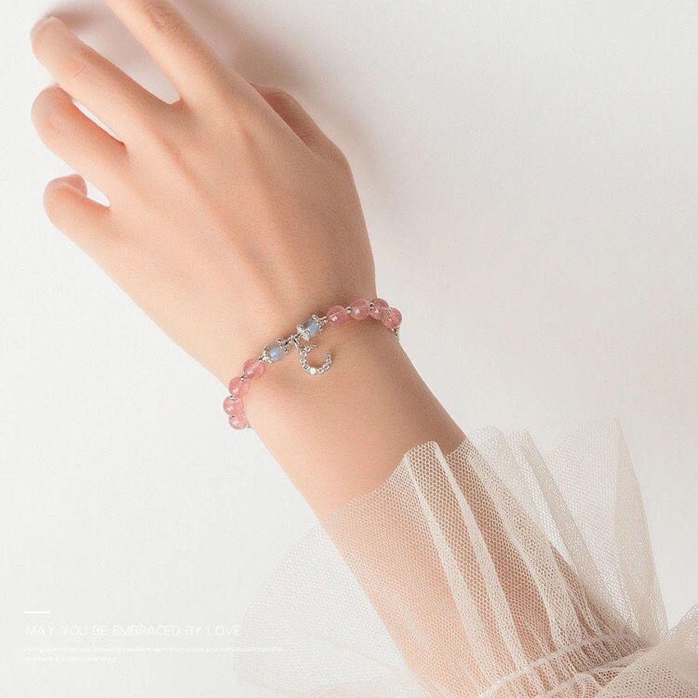 Quả Dâu Tây Bằng Nhựa Pvc Chất Lượng Cao|Vòng Tay Chuỗi Hạt May Mắn Hình Ngôi Sao Có Thể Điều Chỉnh Kích Cỡ Dành Cho Nữ