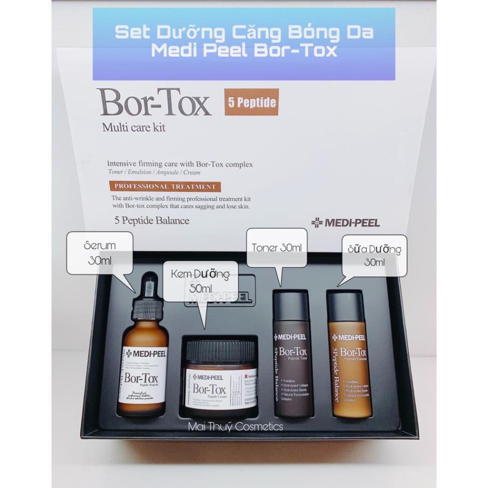 BỘ 4 SẢN PHẨM DƯỠNG TRẮNG CHỐNG LÃO HÓA CHỐNG NHĂN PHỤC HỒI TÁI TẠO DA MEDIPEEL BORTOX PEPTIDE CHÍNH HÃNG - 9726