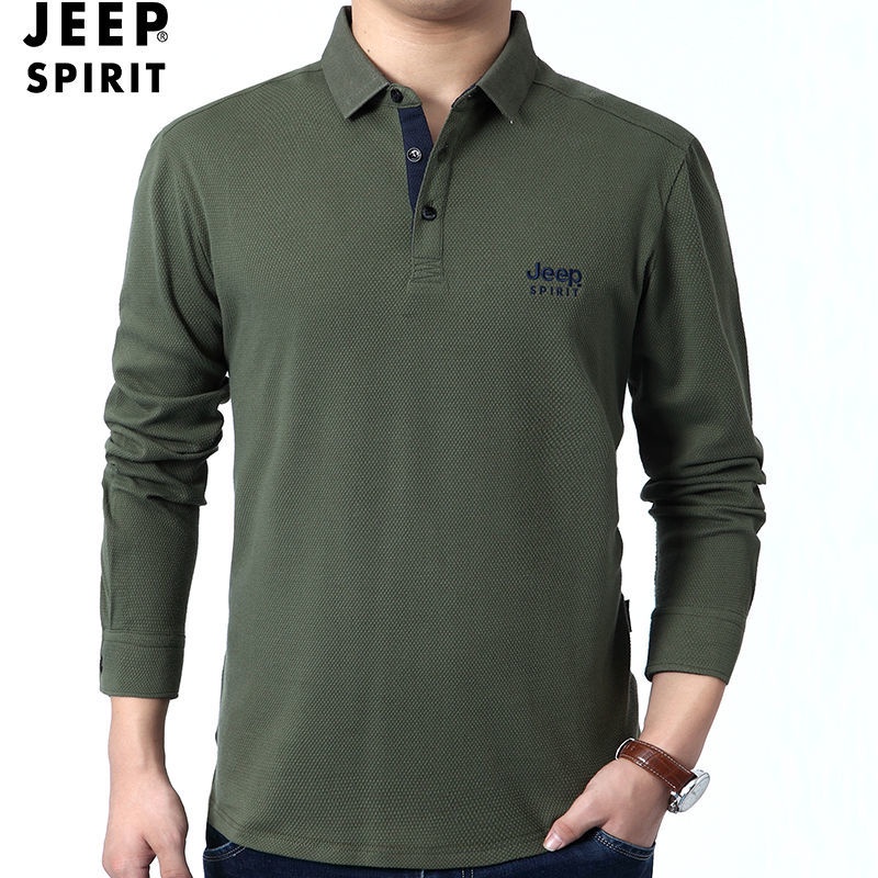 Jeep Áo Thun POLO Tay Dài Dáng Rộng Vải Cotton Thời Trang Xuân Thu Cho Nam