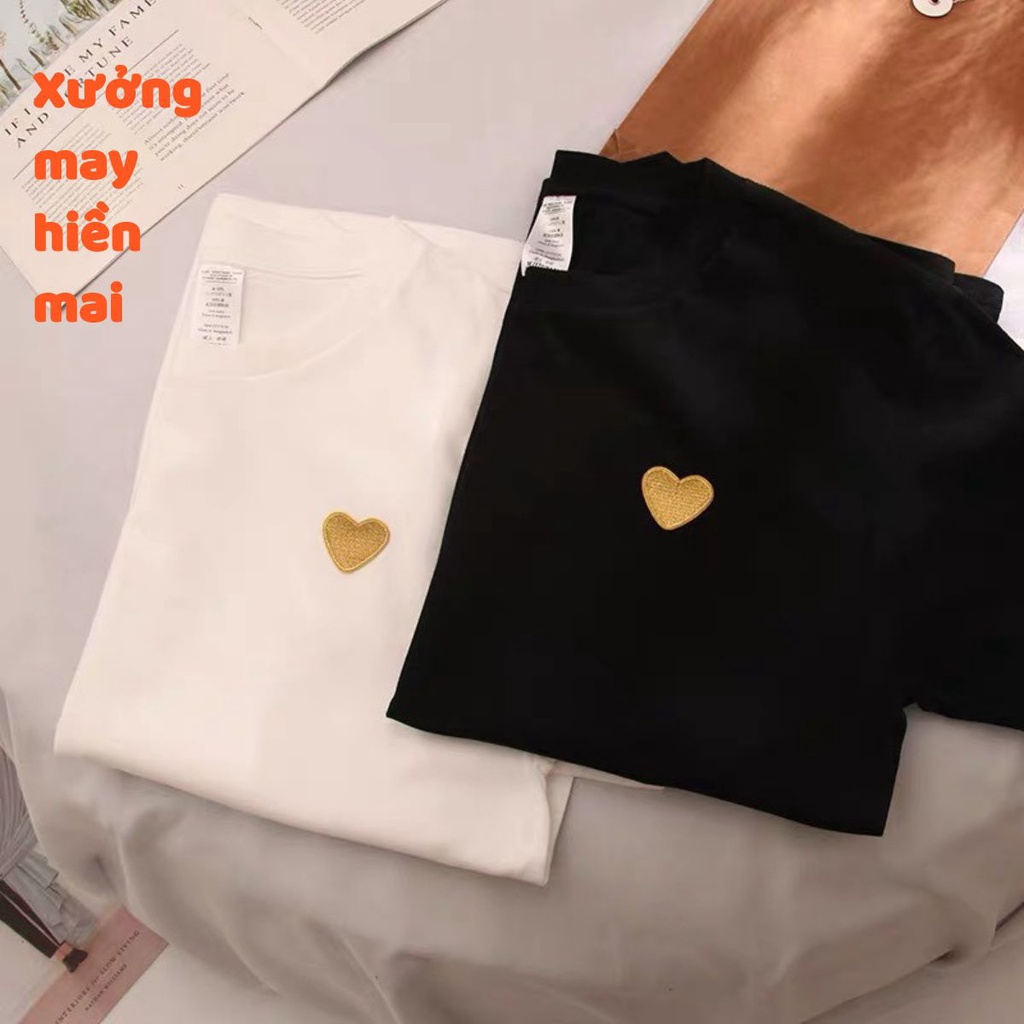 Áo thun unisex trái tim vàng form rộng vải cotton shophienmai- áo phông nam nữ phong cách ulzzang