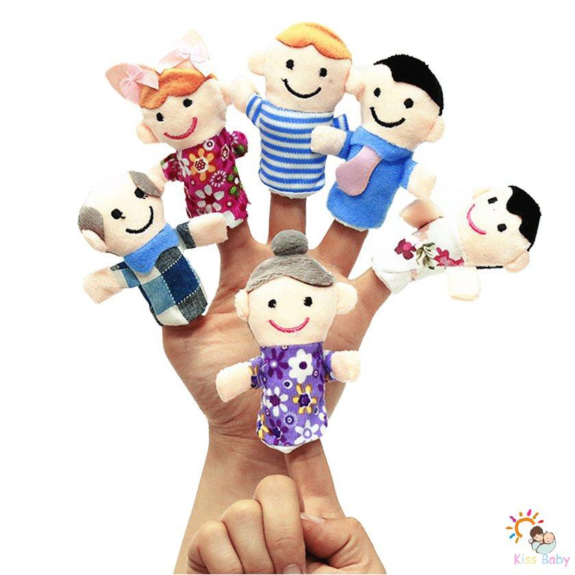 1pc Story Finger Puppets 6 People Family Members Kids Early Educational Toy