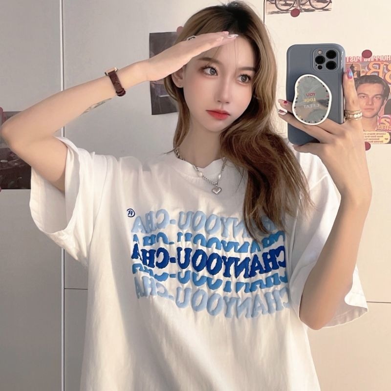 NRVP Áo thun tay ngắn cổ tròn thời trang mùa hè phong cách đường phố nhật bản 2022 cho nữ