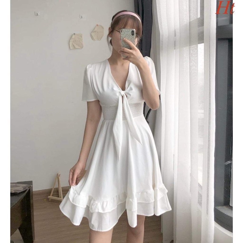 Váy xoè buộc nơ lưng H2V688