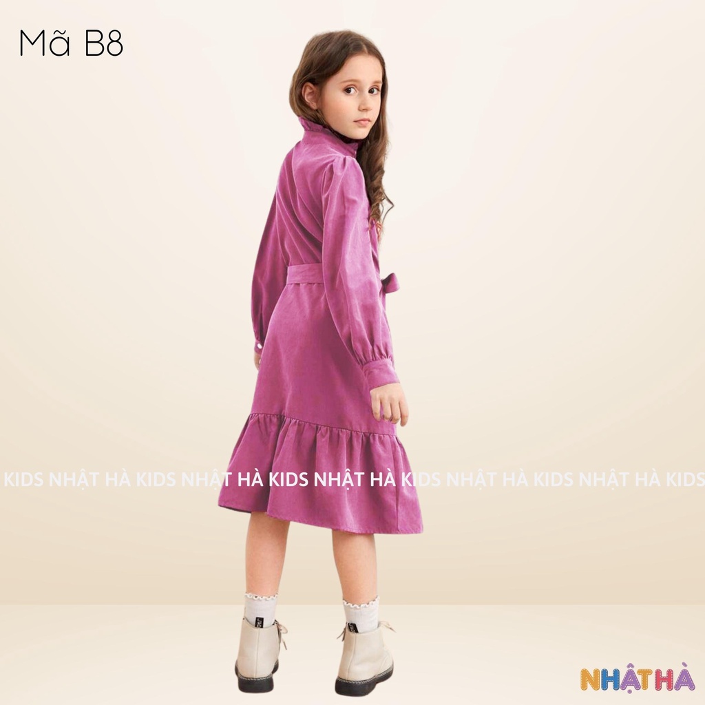 Váy bé gái thu đông NHẬT HÀ size đại từ 11-45kg chất liệu nhung tăm cổ tròn dài tay siêu xinh