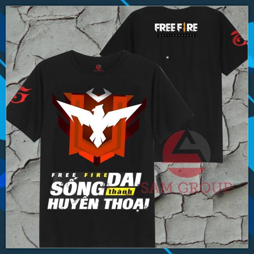 Áo Thun Free Fire Màu Đen Rank Huyền Thoại Cực Đẹp