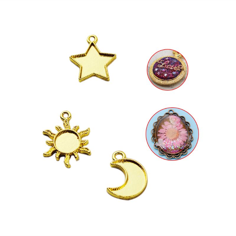 Bộ 30 Khung Mở Bằng Kim Loại Hình Trăng Sao Dùng Làm Trang Sức DIY