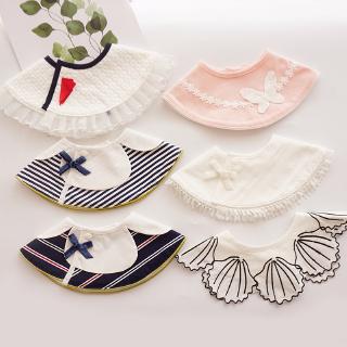 Yếm Tròn Bằng Cotton Phối Ren Xinh Xắn Nhiều Thiết Kế Tùy Chọn Cho Bé
