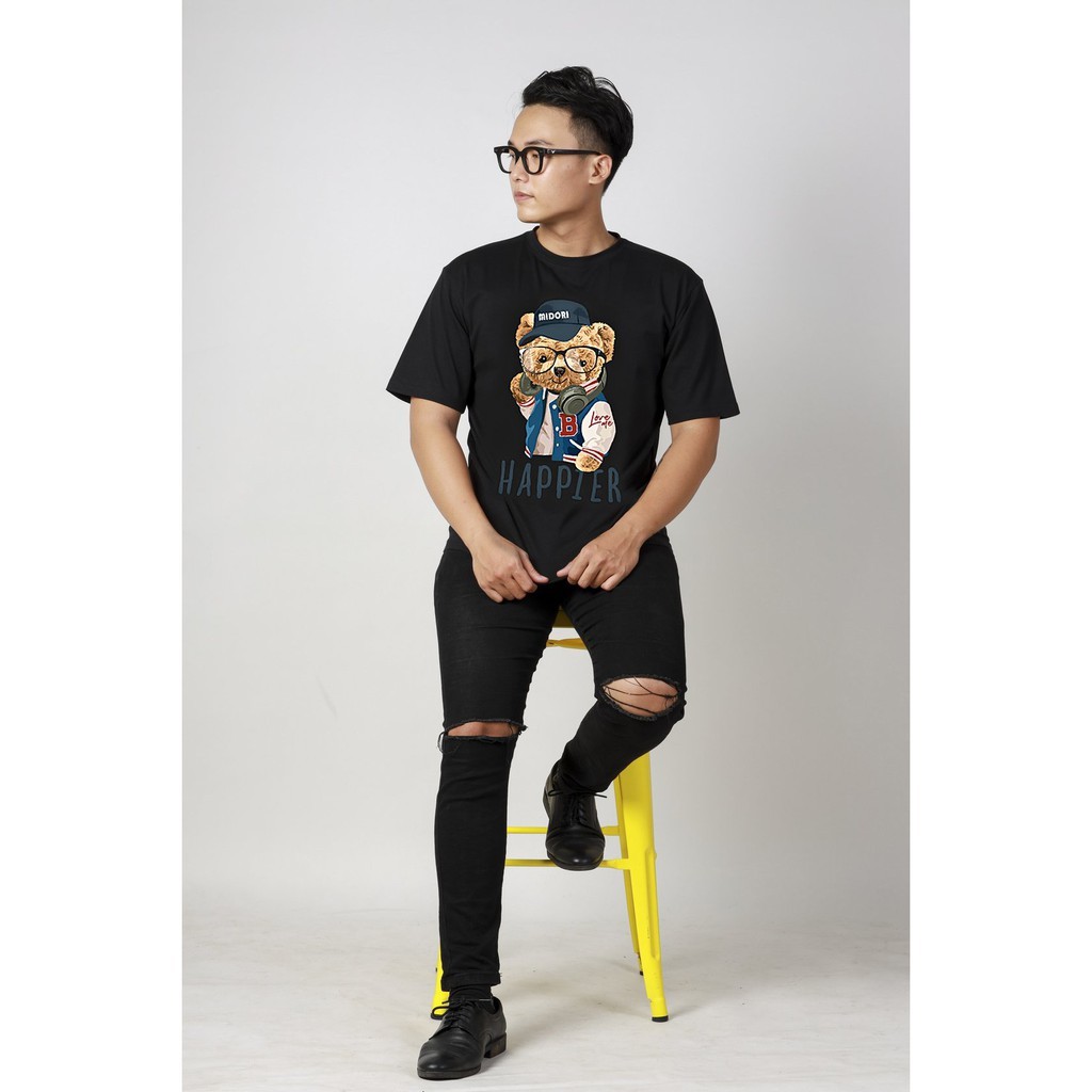 Áo phông Unisex form rộng tay lỡ thun nam nữ Gấu Mi chính hãng Local Brand Midori M Studio