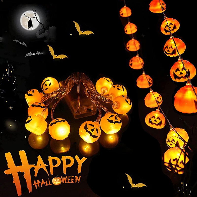 Dây Đèn LED 1M / 2.9M Hình Bí Ngô Đầu Lâu Trang Trí Halloween