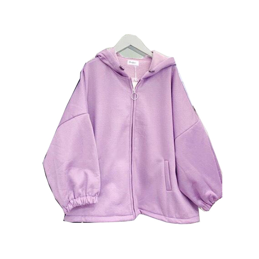 Áo khoác hoodie nữ form rộng có dây kéo 4YOUNG LV24