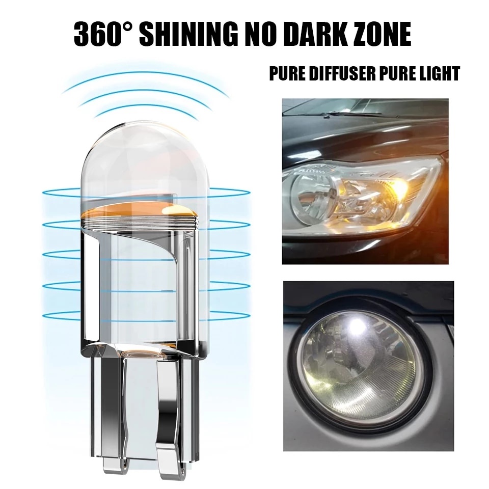 Set 10 Bóng Đèn LED 24V 194 W5W LED T10 6000K Ánh Sáng Trắng Dành Cho Ô Tô