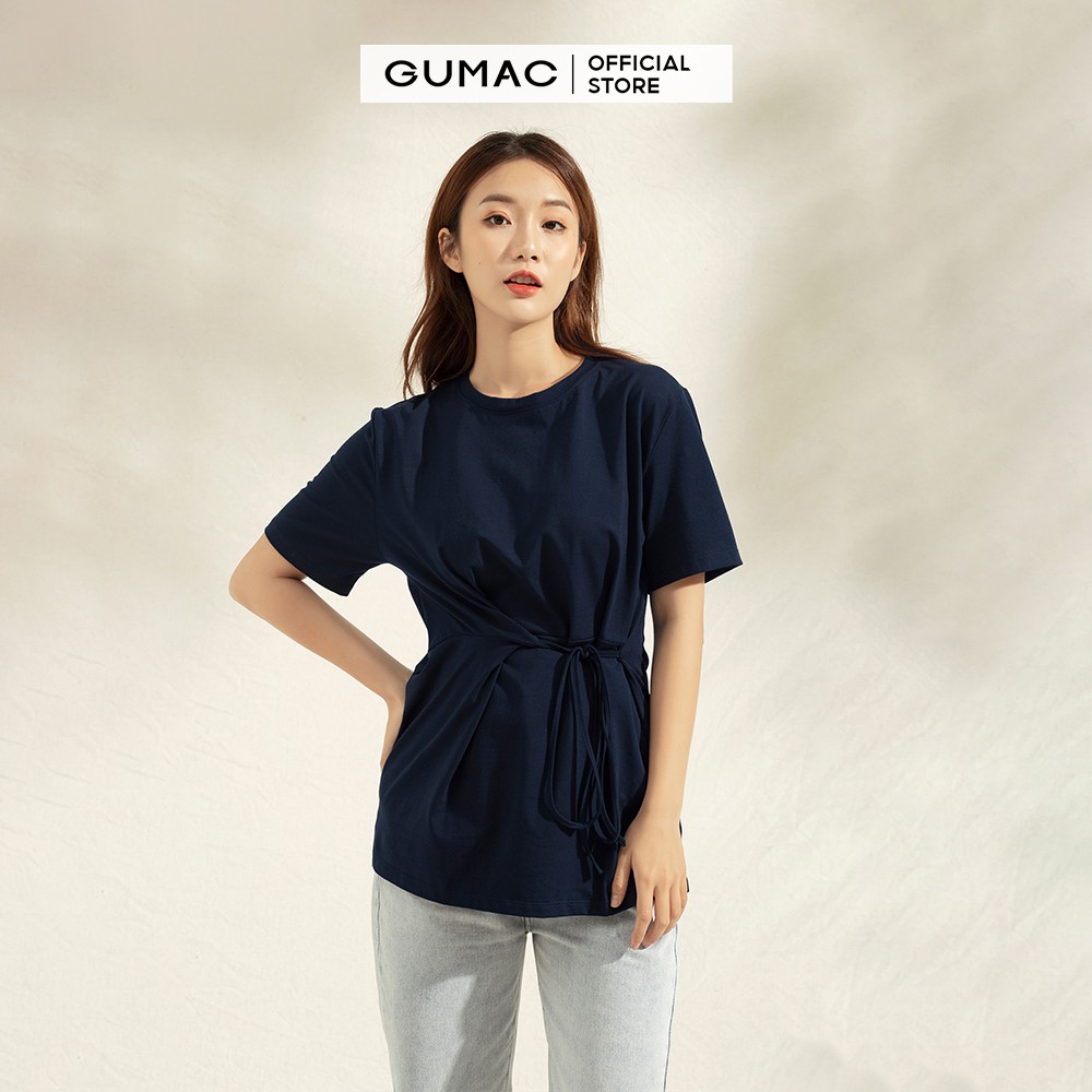 [Mã WABRGU100 giảm 15% đơn 249K tối đa 100k] Áo thun nữ phom rộng cột dây GUMAC đủ màu, freesize, thiết kế basic ATA1144 | BigBuy360 - bigbuy360.vn