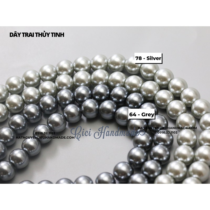 Dây hạt trai thủy tinh 12mm link 2/2 loại đẹp nặng tay Cici Handmade chuyên hạt đá hạt cườm trang sức đính kết