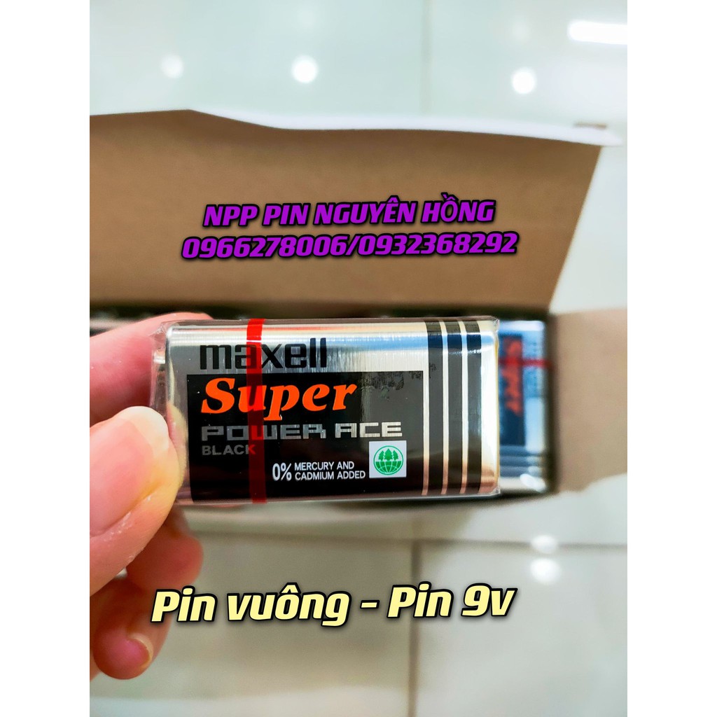 Pin vuông 9V Maxell Super Power - 6F22 Maxell hộp 10 viên