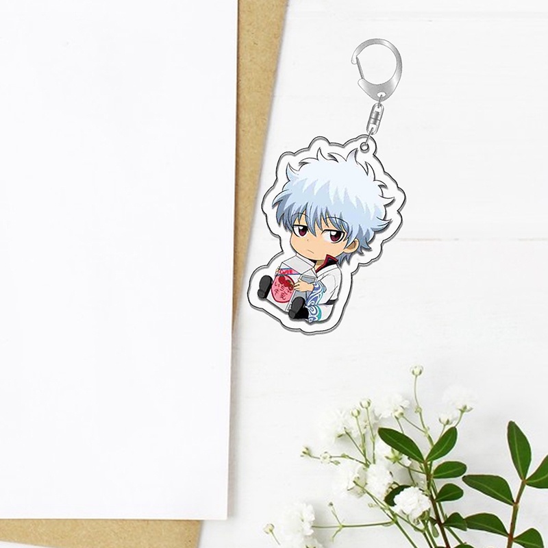 Móc Khóa Hai Mặt Bằng Acrylic Họa Tiết Hoạt Hình Gintama