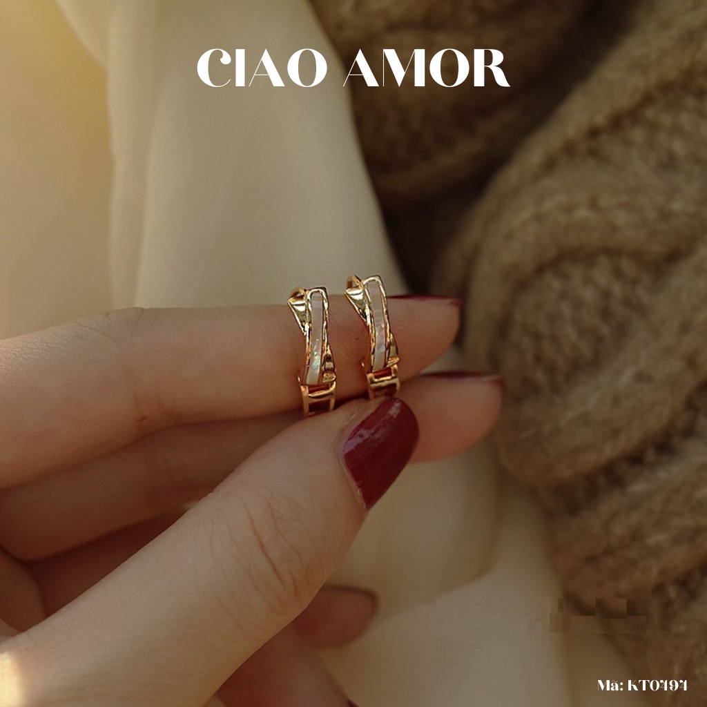 Khuyên tai nữ, Bông tai nụ vòng ôm tai 2 mảnh đính liền Trang sức Ciao Amor - KT0494