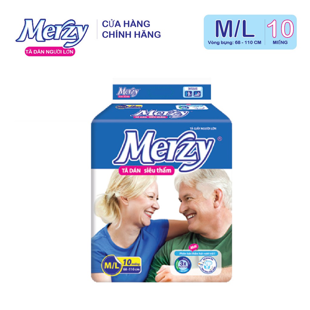 Tã Dán Người Lớn Merzy Siêu Thấm Size ML - Phân loại 10 miếng/ 20 miếng