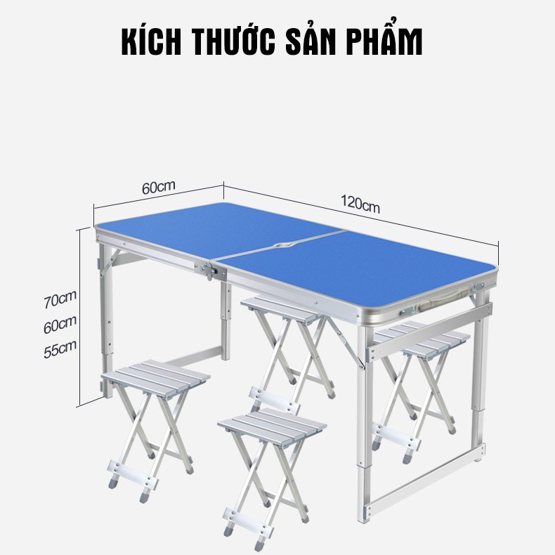 [SIÊU RẺ] Bộ bàn ghế gấp gọn khung nhôm cao cấp- Bộ 1 bàn 4 ghế - Dã ngoại picnic siêu tiện dụng!