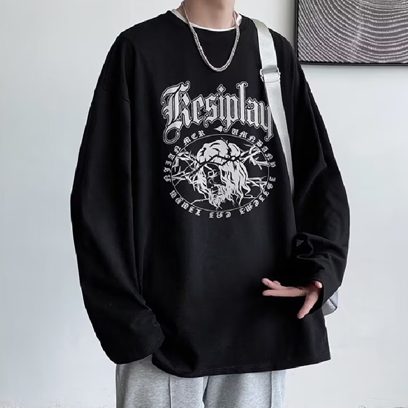 Áo Thun Tay Dài Dáng Rộng In Họa Tiết Hoạt Hình Phong Cách Hip Hop Nhật Bản Thời Trang Cho Nam Và Nữ size M-5XL