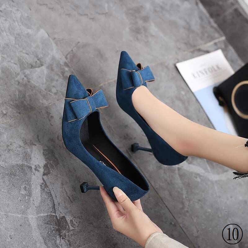 Giày Cao Gót Mũi Nhọn Màu Đen Cao Cấp Thời Trang Dành Cho Nữ