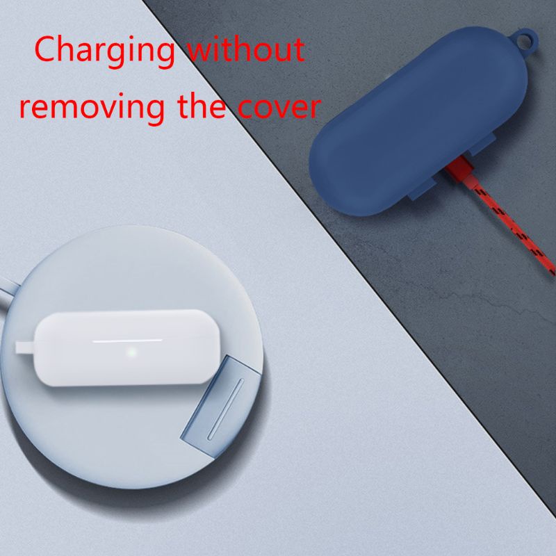 Vỏ Bảo Vệ Hộp Sạc Tai Nghe Bằng Silicon Hình Vuông Chống Sốc Có Móc Khóa Tiện Dụng Ốp