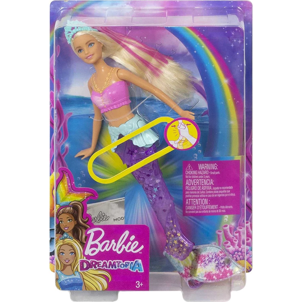 Barbie Dreamtopia Sparkle Lights Mermaid with Blonde & Pink Hair GFL82 Búp Bê barbie Nàng Tiên Cá Tóc Vàng Lấp Lánh gfl82