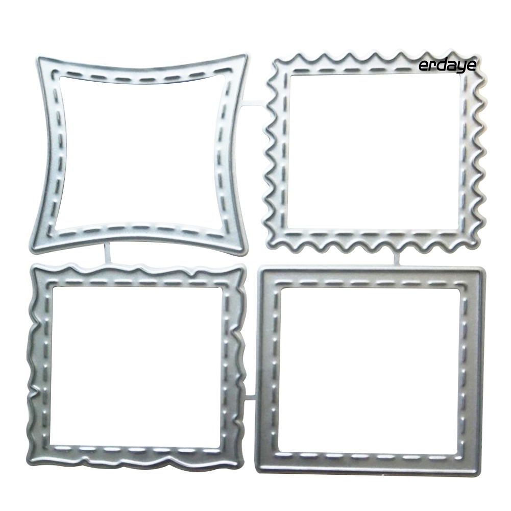Set 4 khuôn cắt giấy làm từ kim loại tạo khung chữ nhật trang trí Scrapbook
