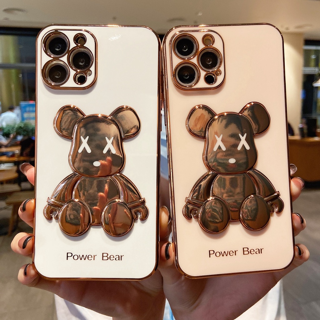 Ốp điện thoại TPU mềm mạ điện hình gấu cho IPHONEX XS XR XS MAX 7PLUS 8PLUS 11 11 PRO 11 PRO MAX 12 13 PROAMX 12 PRO MAX