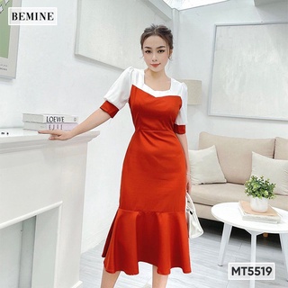Đầm đuôi cá phối cổ vuông bemine mt5519