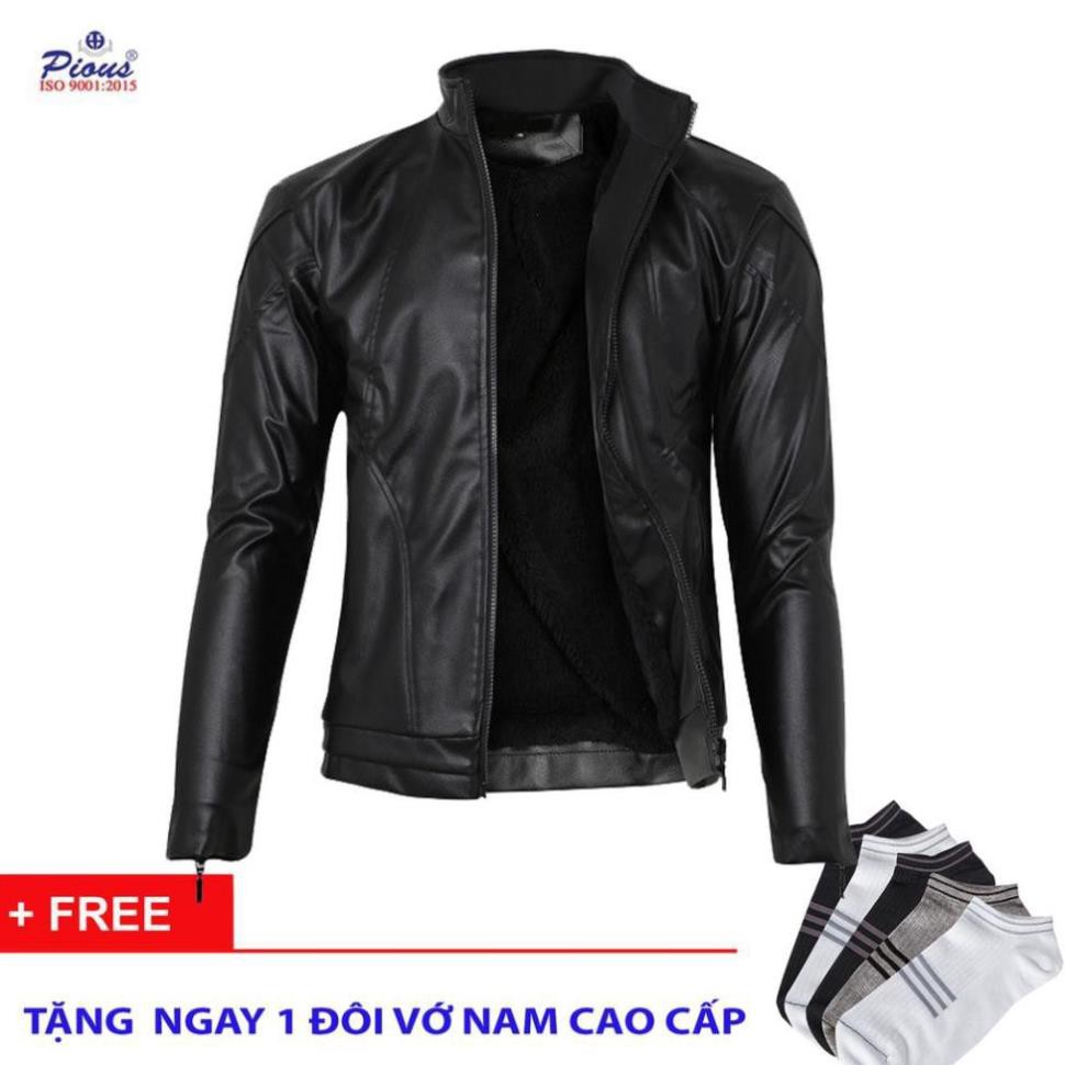 Áo khoác da lót lông nam thời trang cao cấp pious AKD021 hàng VNXK