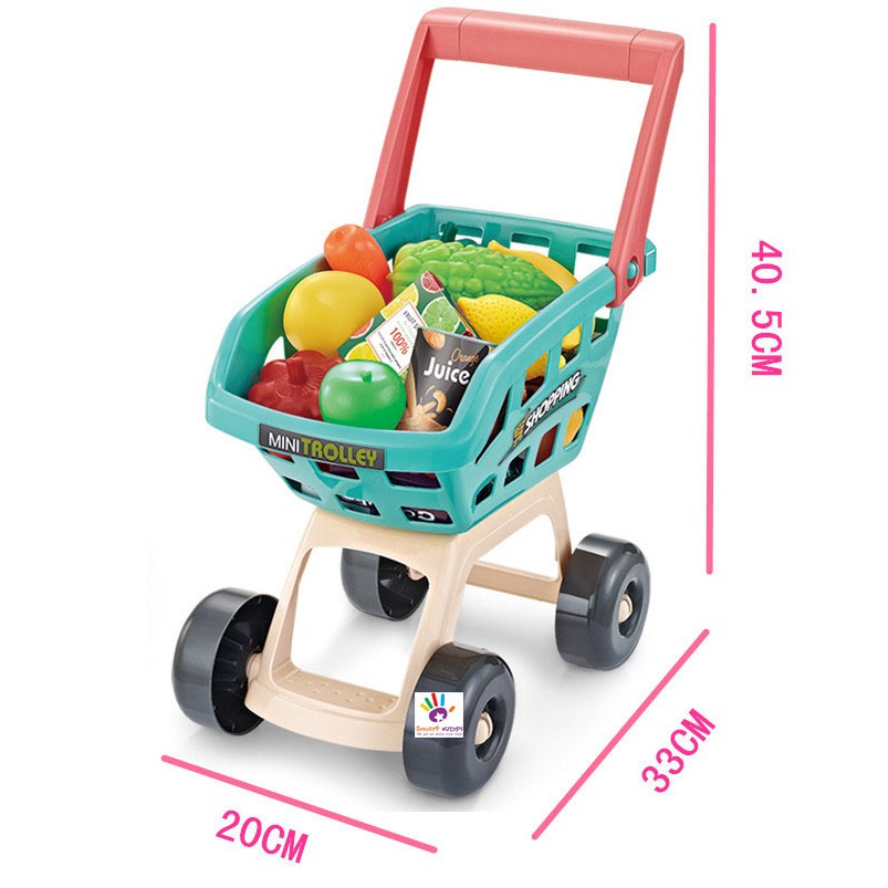 QUẦY SIÊU THỊ MINI KÈM XE ĐẨY ĐỒ CHƠI CHO BÉ KÍCH THƯỚC THẬT 79CMX53CMX34CM