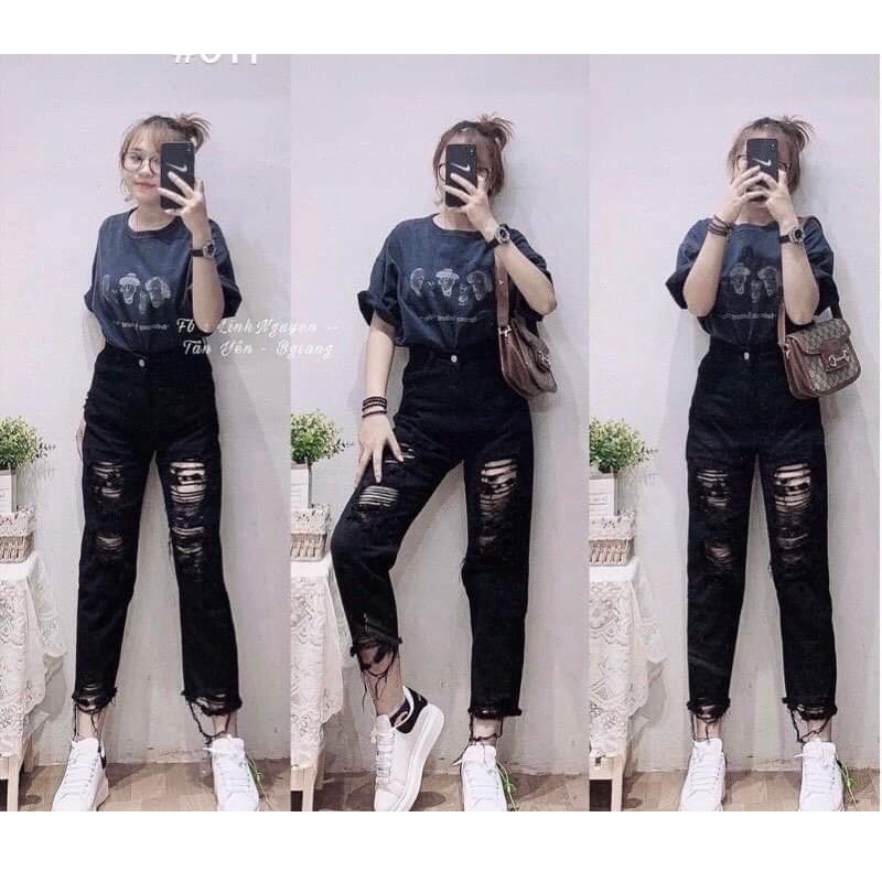 [ Rẻ vô địch ] Quần baggy jean rách dành cho nữ