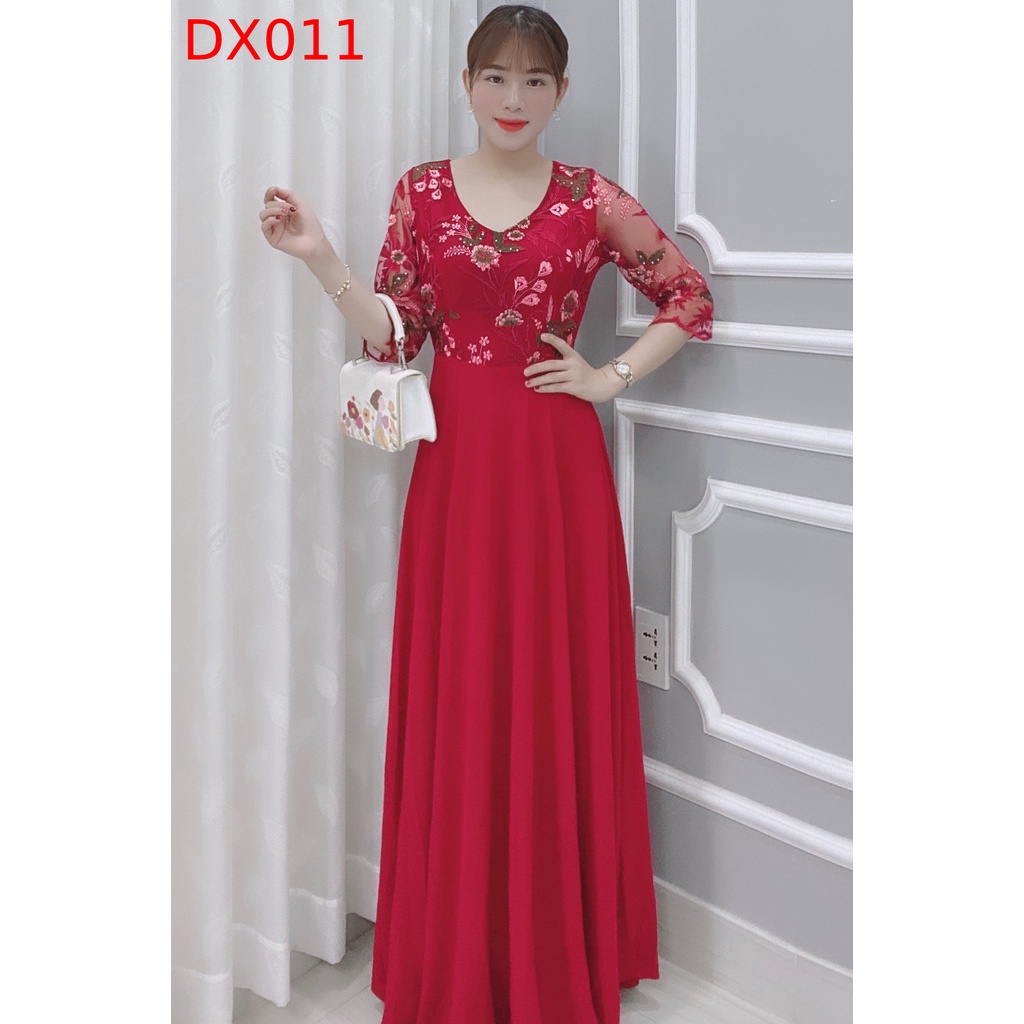 Đầm Nữ Thiết Kế Dạ Hội Đính Hoa Cao Cấp Siêu Hot - Váy Đầm Trung Niên 2022 - DX011