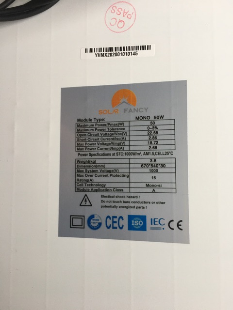 Pin NLMT Mono 50w Class A - Chính hãng Solar Fancy