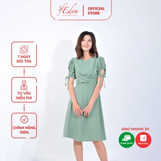 Váy công sở nữ thời trang Eden xoắn eo tay rút - D408
