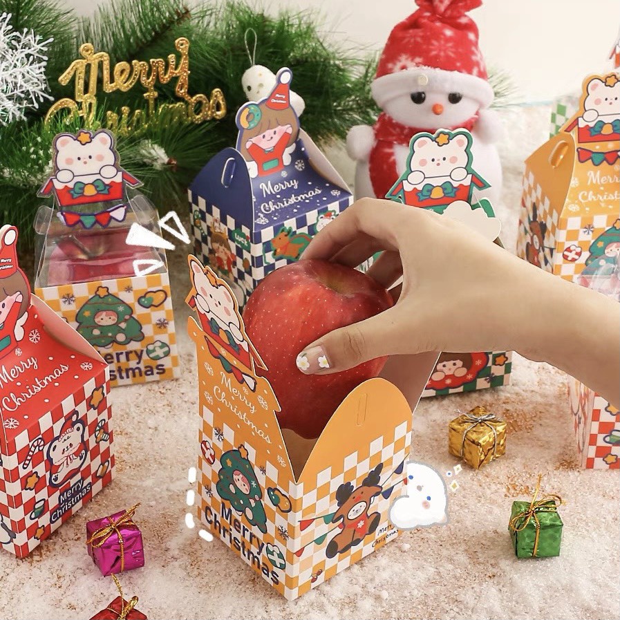 Hộp quà Noel Béo shop Hộp quà giáng sinh nắp hộp 3D nhiều màu có thể gấp gọn xinh xắn