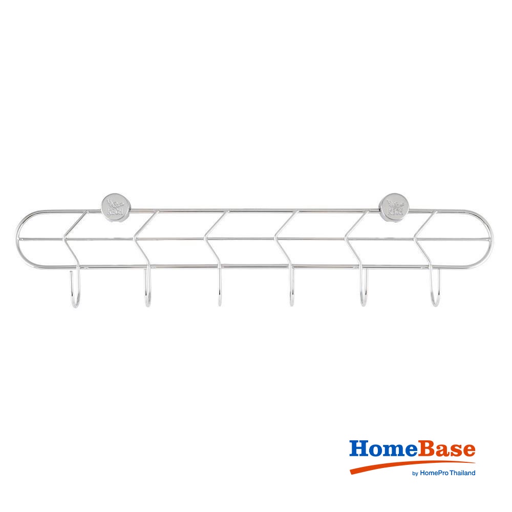 HomeBase KECH Kệ Inox nhà bếp hình lá gồm 6 móc Thái Lan W45cmxD8.3xH4cm