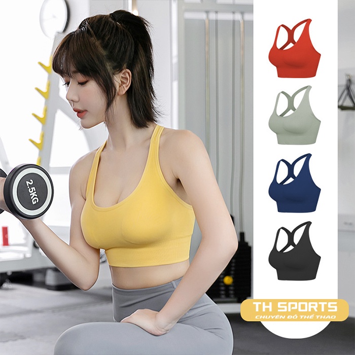 Bộ tập gym yoga earobic cho nữ TH SPORT (Quần Xanh Áo Vàng) - Đồ tập gym gym nữ có lót ngực chống sốc khi tập luyện