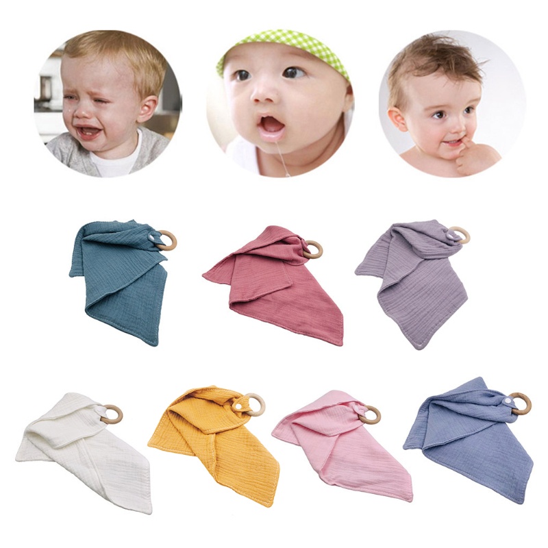 Yếm Ăn Cotton Có Vòng Nhẫn Xinh Xắn Cho Bé