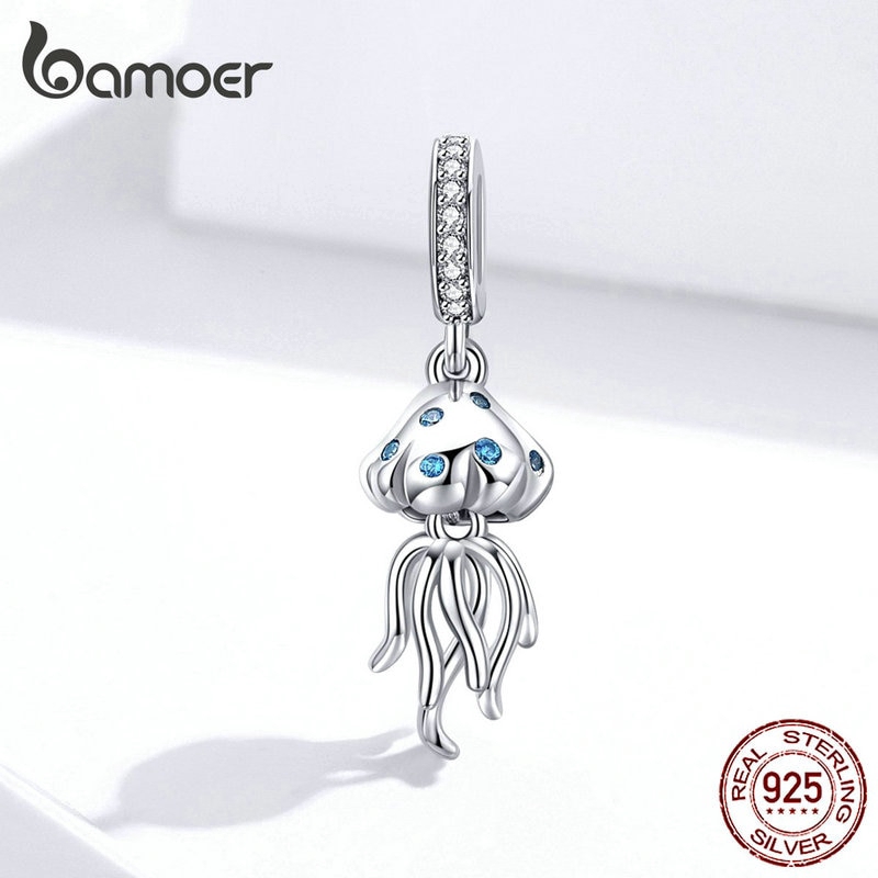 Mặt phụ kiện Bamoer thiết kế hình con sứa đính đá lấp lánh làm trang sức dễ thương