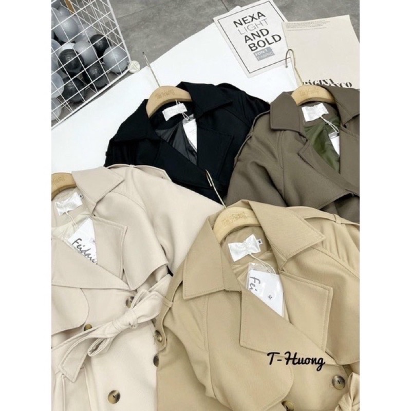 Áo Mangto Dáng Ngắn M0003 Sz S M Cổ Bẻ Túi Áo Kèm Đai Buộc Nơ Mặc Tôn Dáng Lịch Sự Dễ Mix Đồ Hàng QCCC | BigBuy360 - bigbuy360.vn