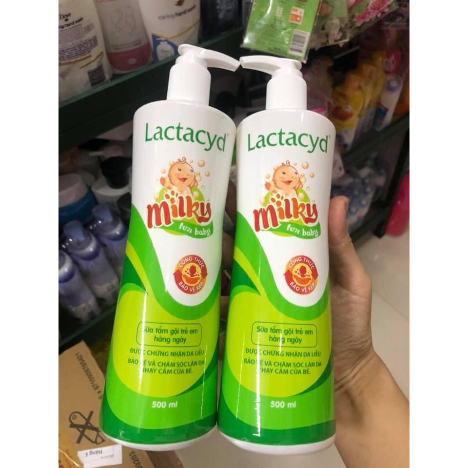 SỮA TẮM GỘI LACTACYD MILKY 500ML CHO BÉ --- HSD: 06.2022