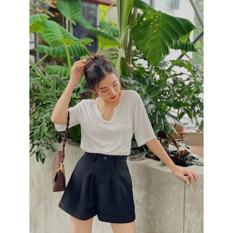 Quần đùi nữ xếp li Cotton Candy shorts, LUCETFASHION