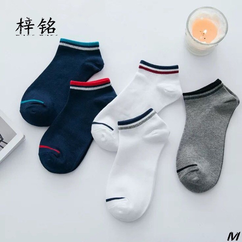 Combo 5 đôi vớ tất nam nữ ngắn cổ dáng lười viền cổ siêu hot TN04