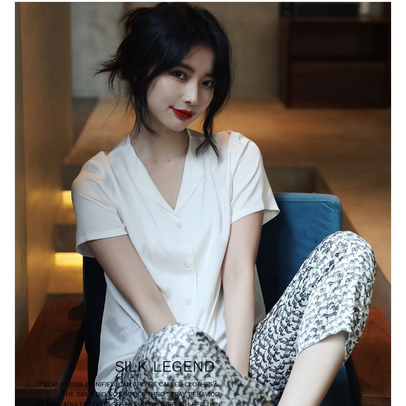 Đồ Ngủ Lụa Pijama Tay ngắn Quần Dài Satin Mềm IVY661