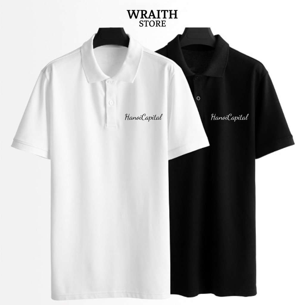 Áo polo trơn nam Wraith họa tiết HanoiCapital chất thoáng khí thoải mái vải cotton trơn BASIC.