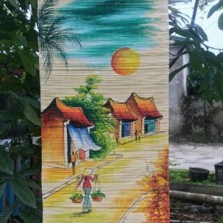 Mành tre (mẹt tre) vẽ tranh làng quê